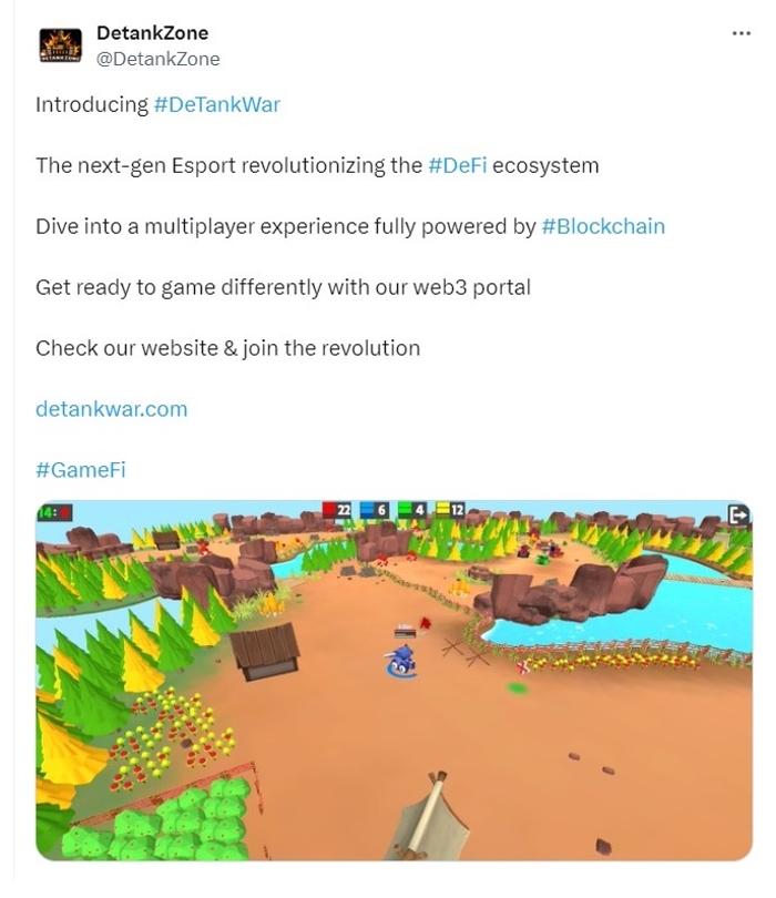 Post on X from DetankZone advertising the malicious game